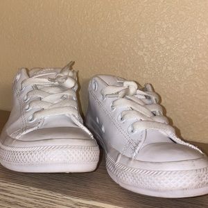 Kid’s No Lace White Leather Converse